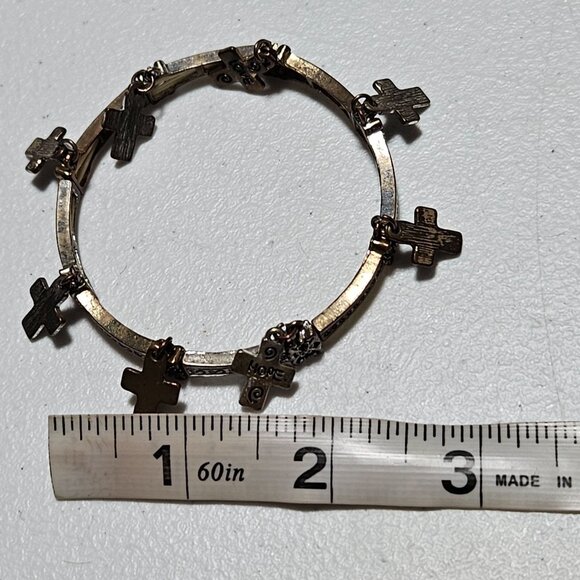 Faith Hope Love Cross Charm Bracelet Gold Tone Religious Inspirational Jewelry - Picture 5 of 5